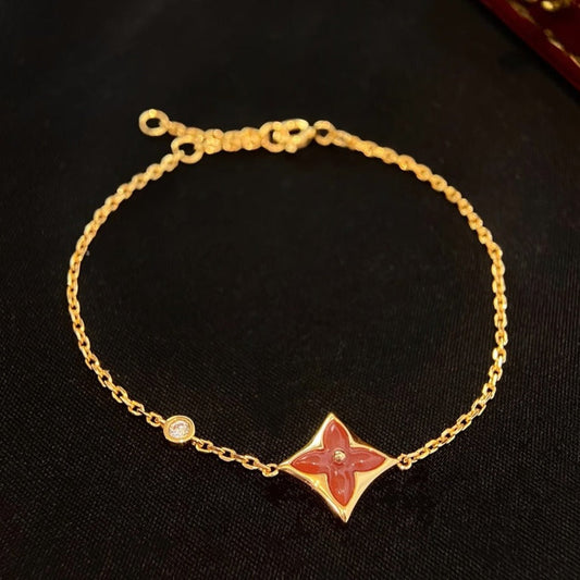 [AURORA]COLOR STAR CARNELIAN PINK GOLD DIAMOND BRACELET