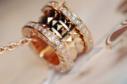 [AURORA]ZERO 1 ROCK PEDANT PINK GOLD NECKLACE