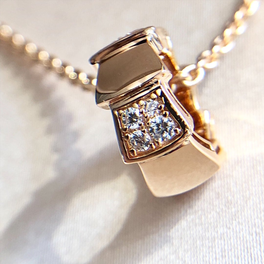 [AURORA]SERPENTI PEDANT DIAMOND PINK GOLD NECKLACE