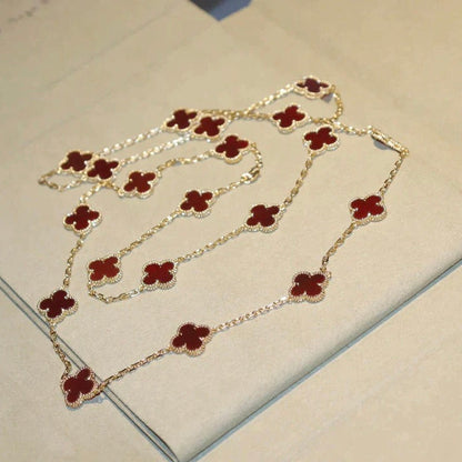 [AURORA]CLOVER 20 MOTIFS CARNELIAN NECKLACE