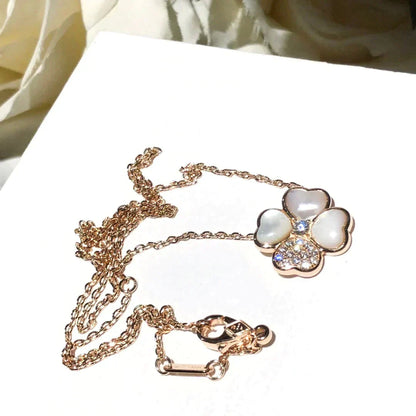 [AURORA]CLOVER MOP DIAMOND ROSE GOLD NECKLACE