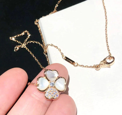 [AURORA]CLOVER MOP DIAMOND ROSE GOLD NECKLACE