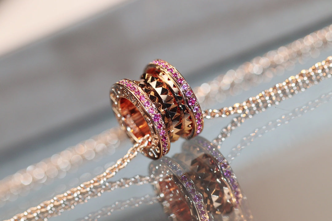 [AURORA]ZERO 1 ROCK PINK GOLD PINK DIAMOND NECKLACE