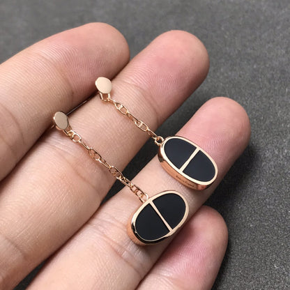 [AURORA]CHAINE VERSO BLACK CERAMIC SILVER EARRINGS