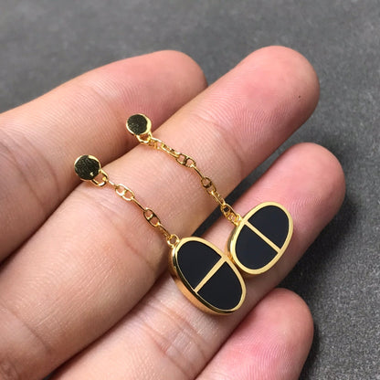 [AURORA]CHAINE VERSO BLACK CERAMIC SILVER EARRINGS