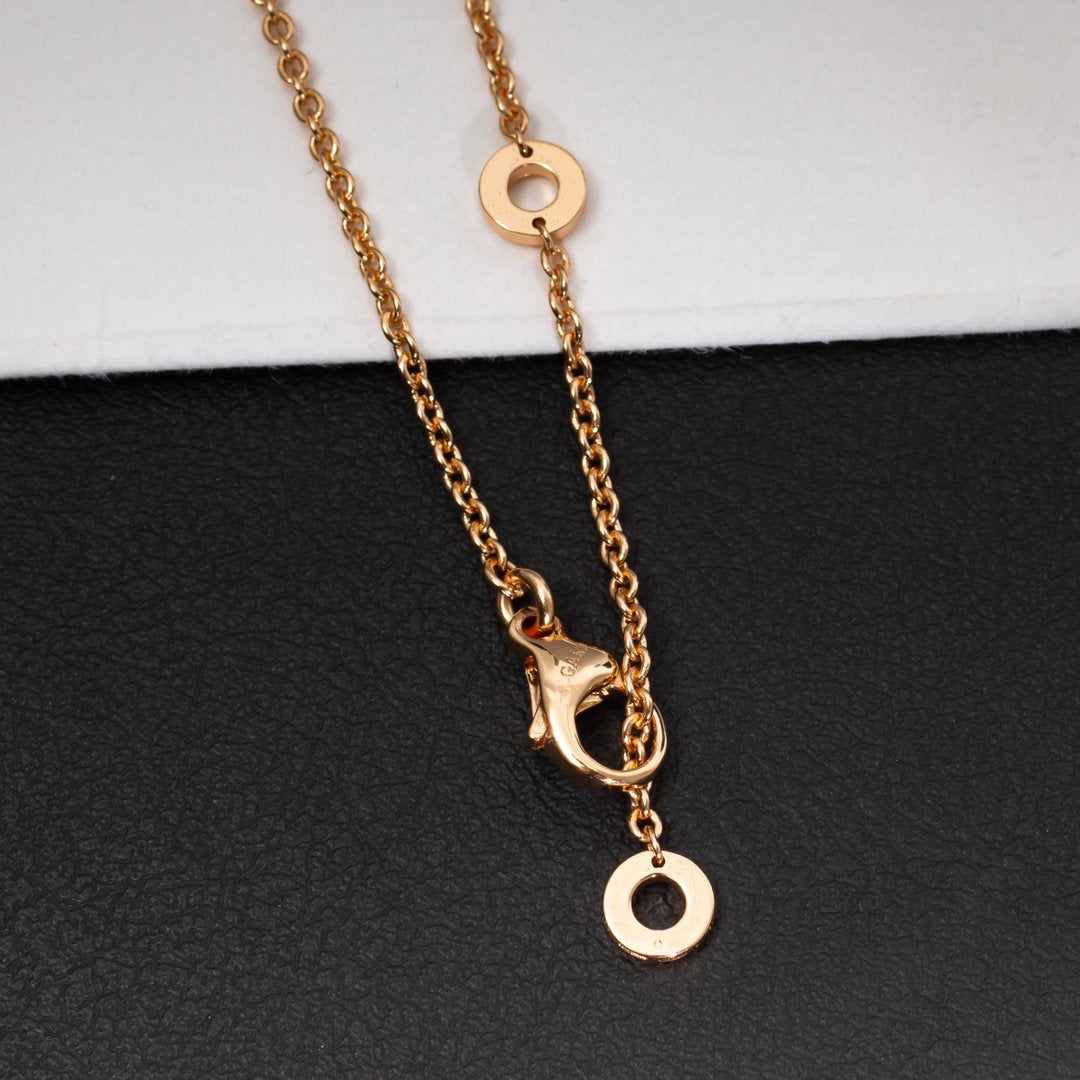 [AURORA]ZERO 1 WHITE CERAMIC PINK GOLD DIAMOND NECKLACE