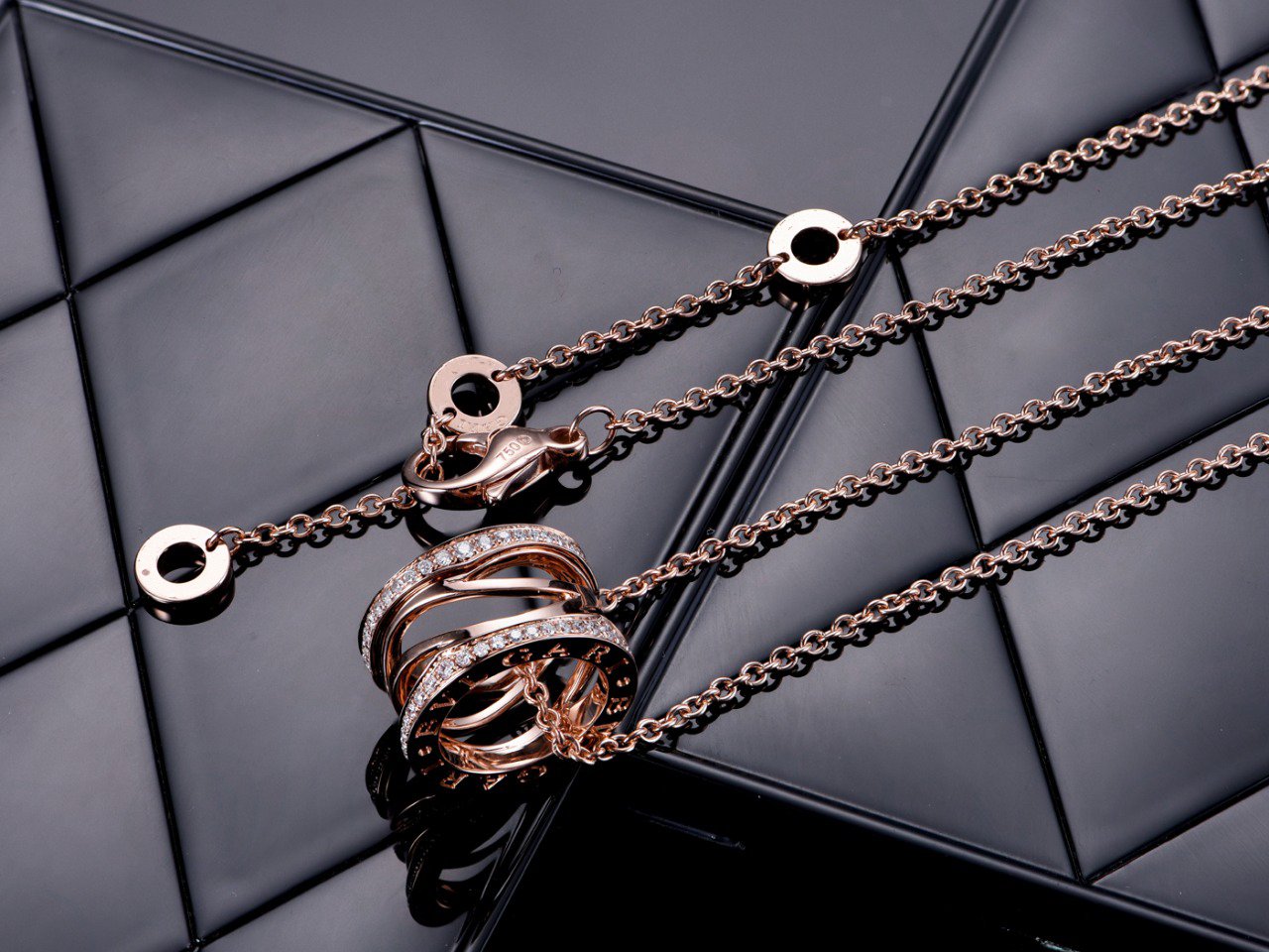 [AURORA]ZERO 1 PINK GOLD DIAMOND OPEN NECKLACE