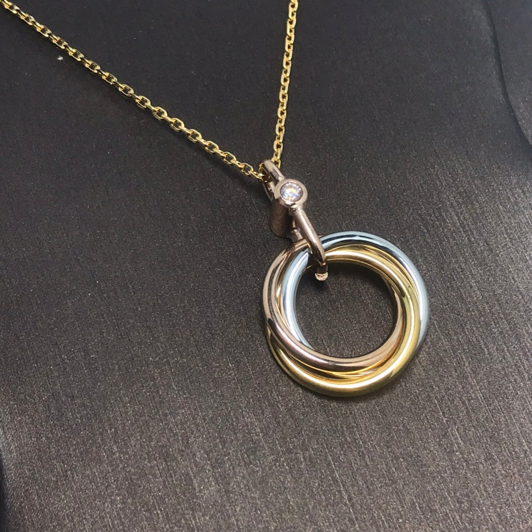 [AURORA]TRINITY SILVER GOLD PINK GOLD NECKLACE