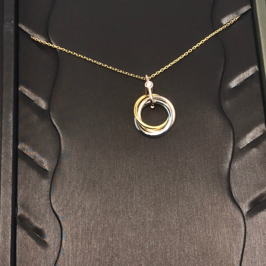 [AURORA]TRINITY SILVER GOLD PINK GOLD NECKLACE