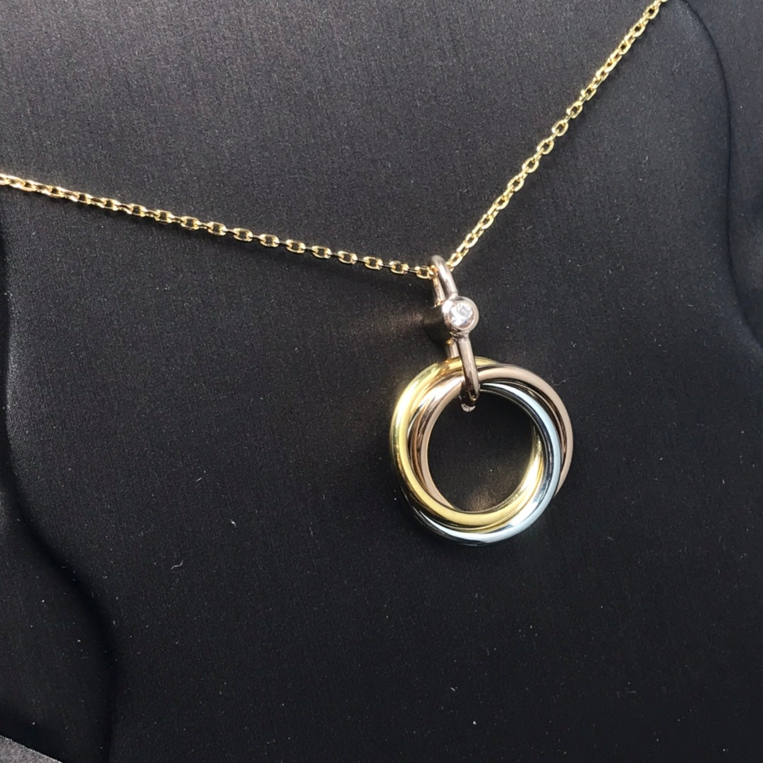 [AURORA]TRINITY SILVER GOLD PINK GOLD NECKLACE