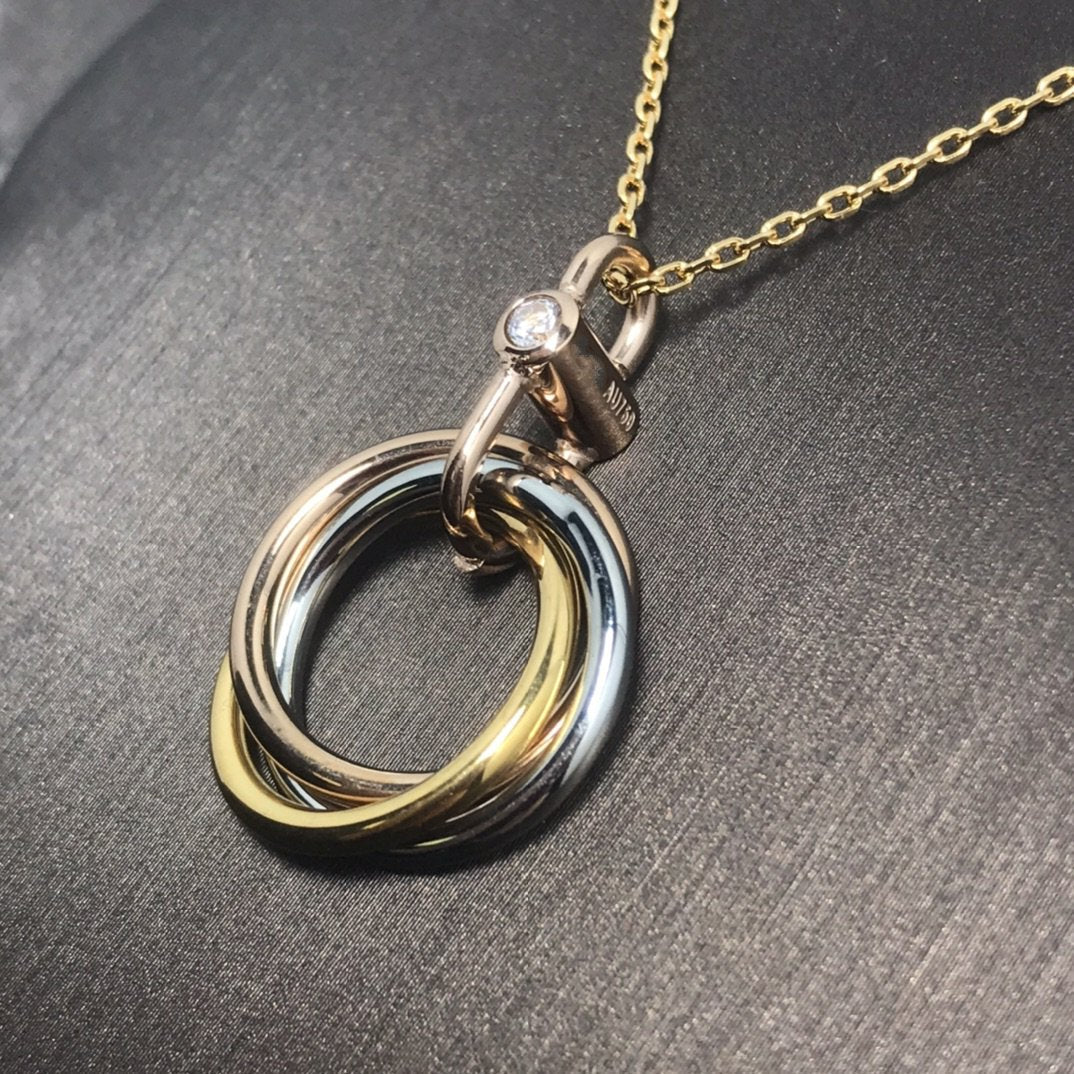 [AURORA]TRINITY SILVER GOLD PINK GOLD NECKLACE