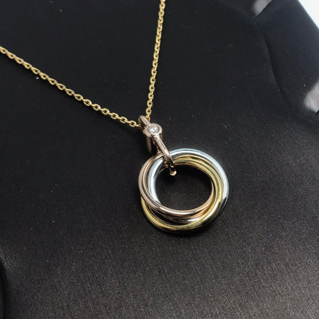 [AURORA]TRINITY SILVER GOLD PINK GOLD NECKLACE