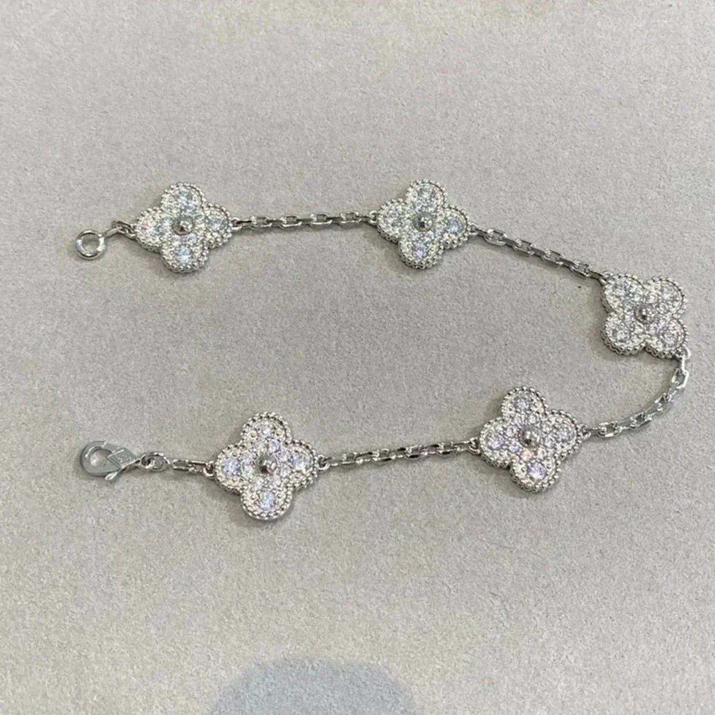 [AURORA]CLOVER 5 MOTIFS  DIAMOND BRACELET SILVER