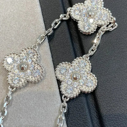 [AURORA]CLOVER 5 MOTIFS  DIAMOND BRACELET SILVER