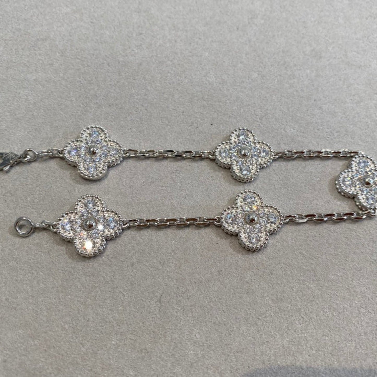 [AURORA]CLOVER 5 MOTIFS  DIAMOND BRACELET SILVER