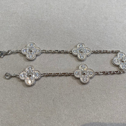 [AURORA]CLOVER 5 MOTIFS  DIAMOND BRACELET SILVER