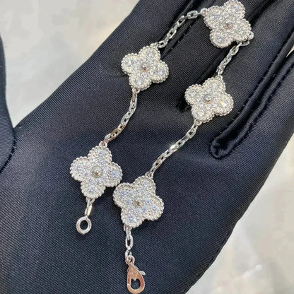 [AURORA]CLOVER 5 MOTIFS  DIAMOND BRACELET SILVER