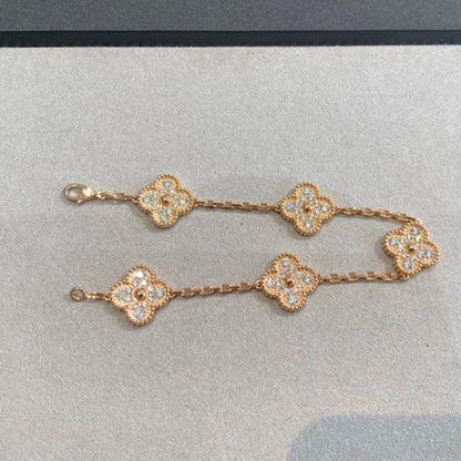 [AURORA]CLOVER 5 MOTIFS  FULL DIAMOND BRACELET
