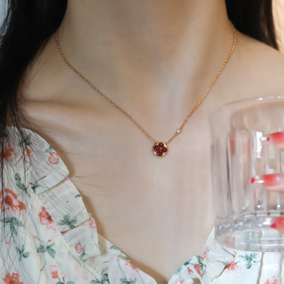 [AURORA]SUN PEDANT PINK GOLD 1 DIAMOND NECKLACE