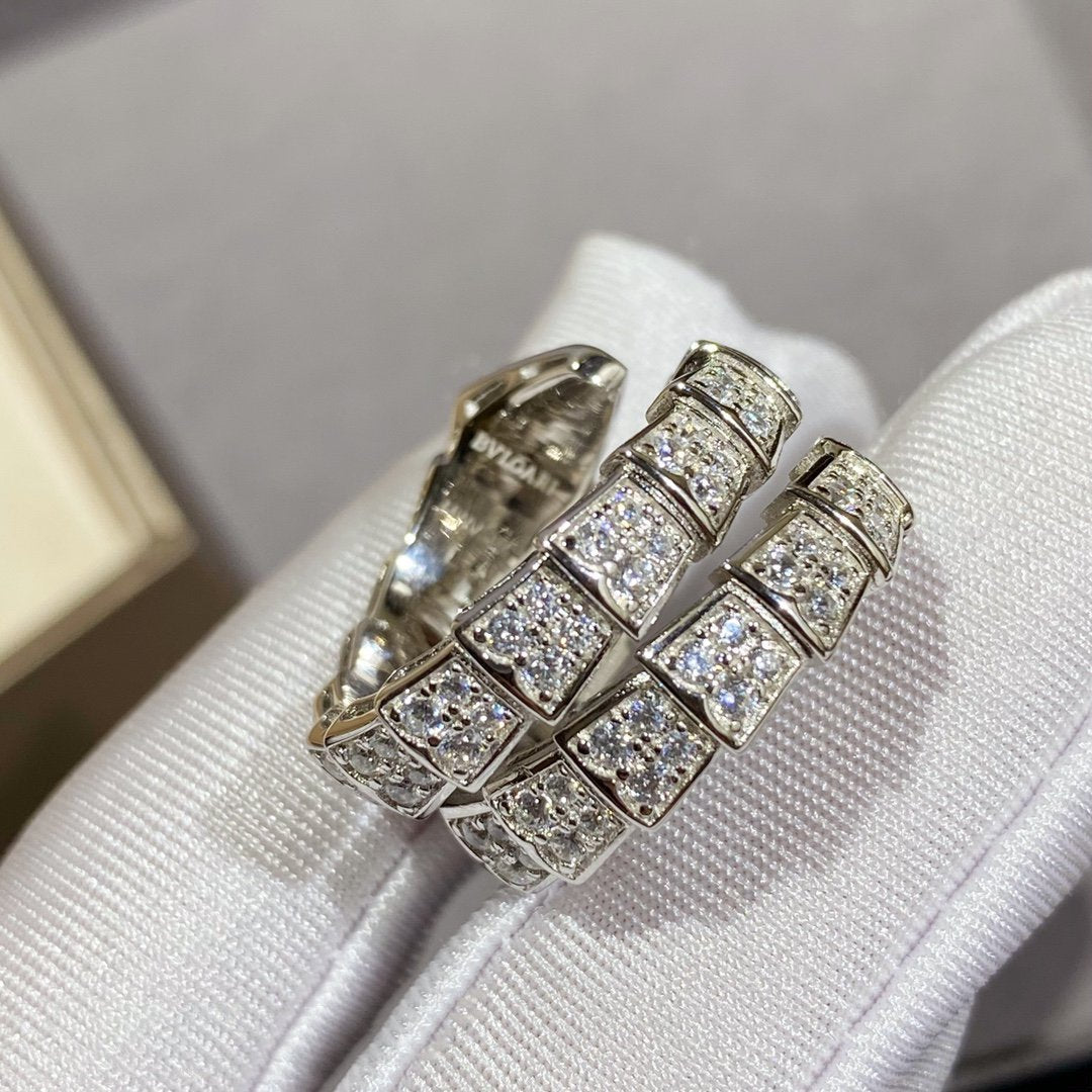 [AURORA]SERPENTI DOUBLE RING SILVER DIAMOND PAVED