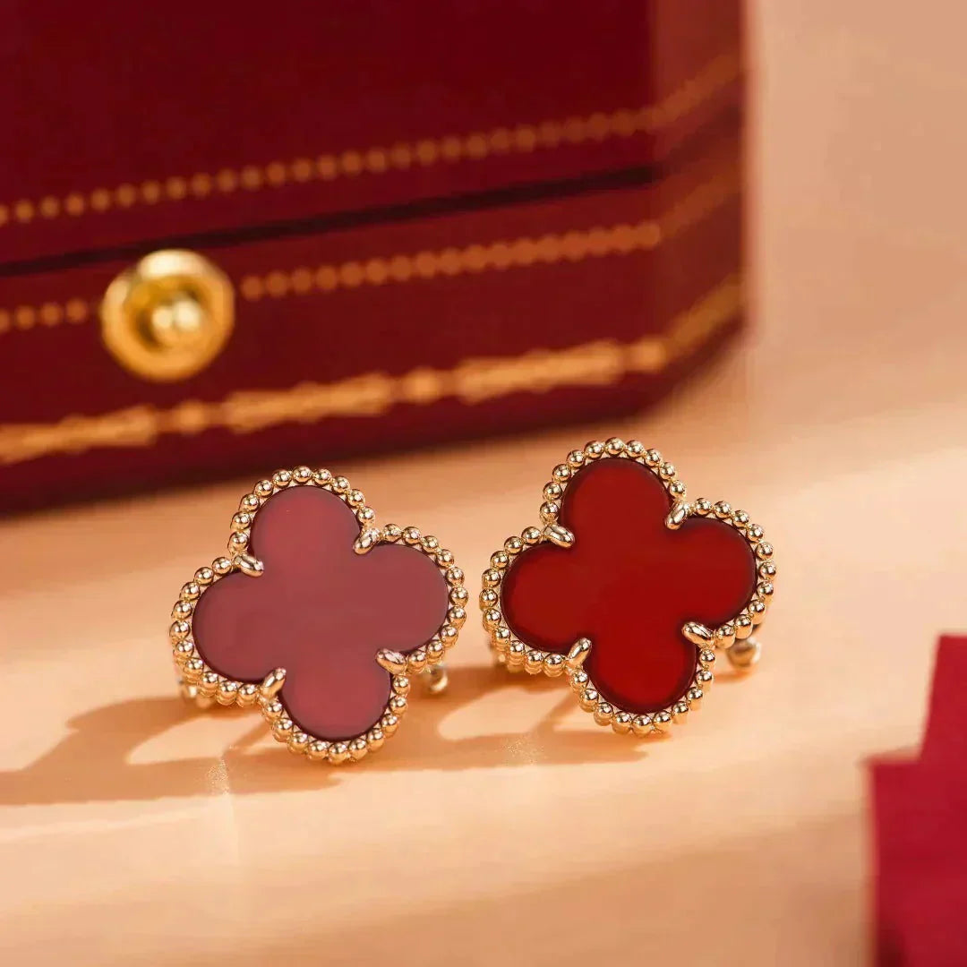 [AURORA]CLOVER MEDIUM 1 MOTIFS CARNELIAN  EARRINGS