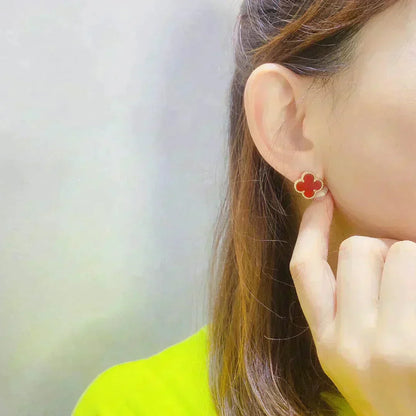 [AURORA]CLOVER MEDIUM 1 MOTIFS CARNELIAN  EARRINGS