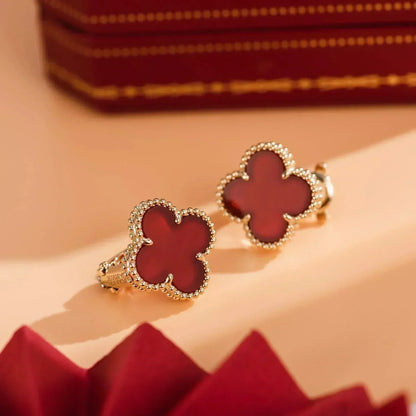 [AURORA]CLOVER MEDIUM 1 MOTIFS CARNELIAN  EARRINGS