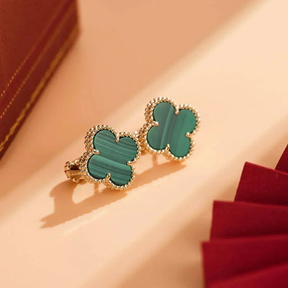 [AURORA]CLOVER MEDIUM 1 MOTIFS MALACHITE  EARRINGS