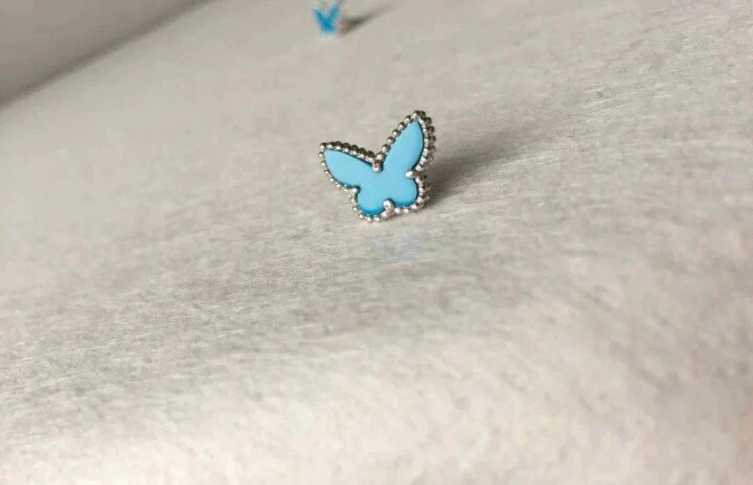 [AURORA]BUTTERFLY TURQUOISE EARRINGS SILVER