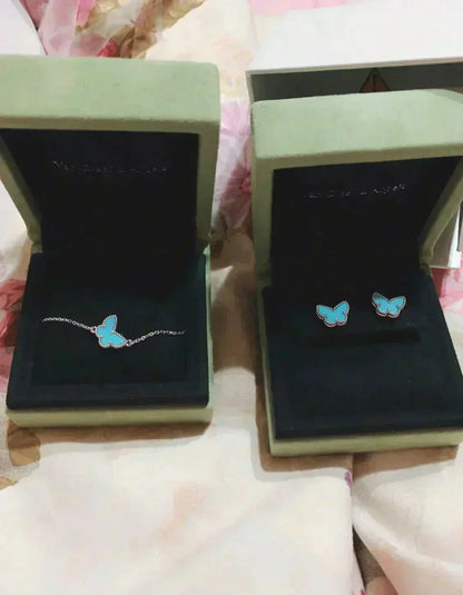[AURORA]BUTTERFLY TURQUOISE EARRINGS SILVER