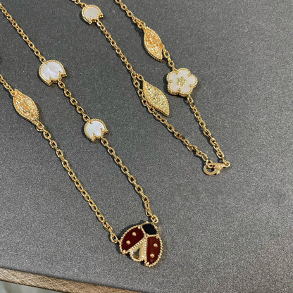 [AURORA]LUCKY SPRING 15 MOTIFS GOLD NECKLACE