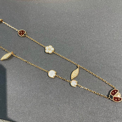 [AURORA]LUCKY SPRING 15 MOTIFS GOLD NECKLACE
