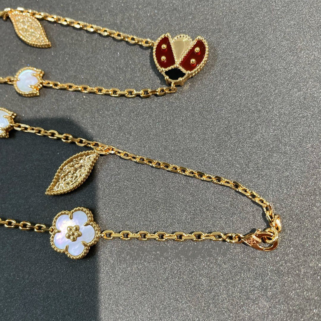 [AURORA]LUCKY SPRING 15 MOTIFS GOLD NECKLACE
