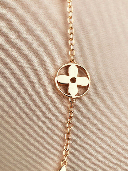 [AURORA]STAR AND SUN 7 MOTIFS GOLD BRACELET