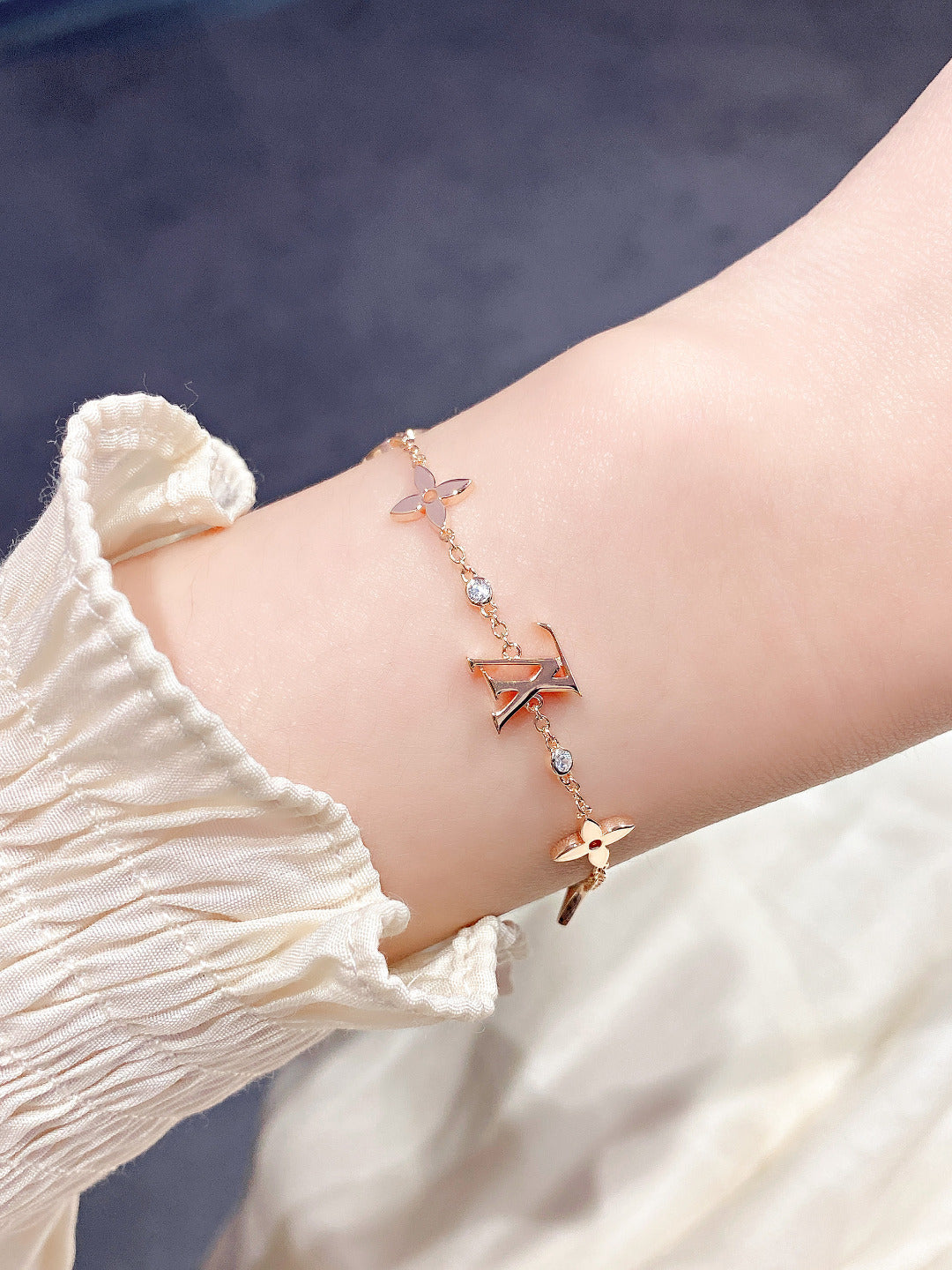 [AURORA]STAR AND SUN 7 MOTIFS GOLD BRACELET