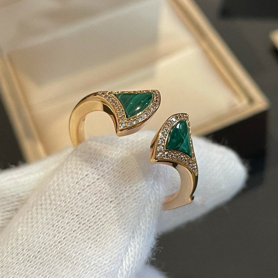[AURORA]DREAM MALACHITE DIAMOND OPEN RING