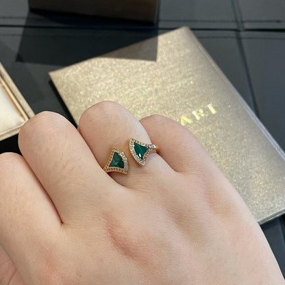[AURORA]DREAM MALACHITE DIAMOND OPEN RING