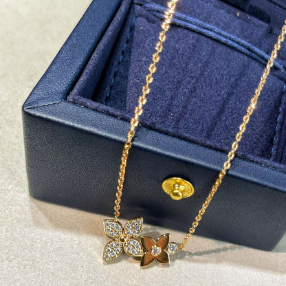 [AURORA]STAR BLOSSOM NECKLACE PINK GOLD DIAMONDS