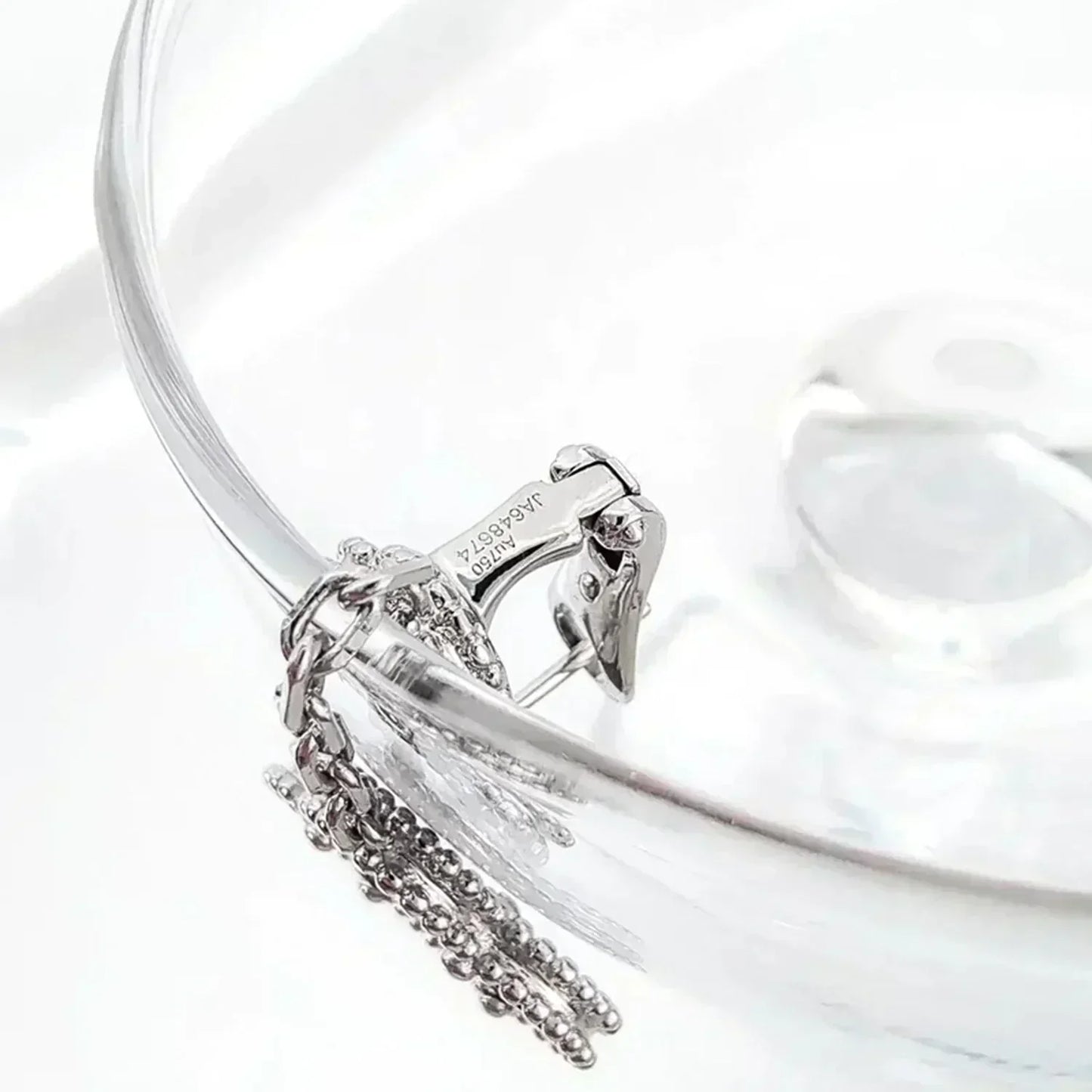 [AURORA]CLOVER 2 MOTIFS  DIAMOND ONYX EARRINGS SILVER