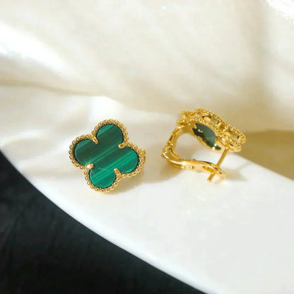 [AURORA]CLOVER MEDIUM 1 MOTIFS MALACHITE  EARRINGS