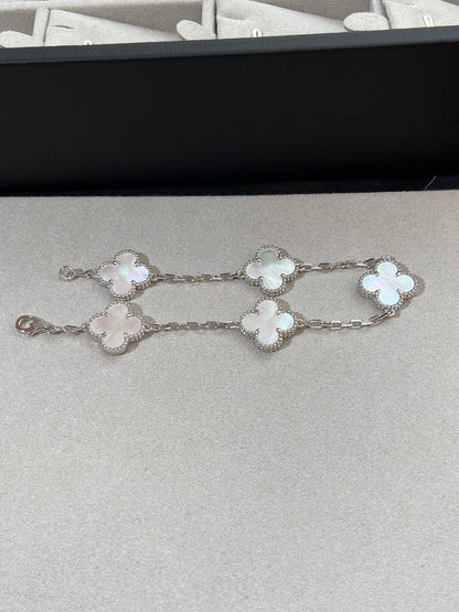 [AURORA]CLOVER SILVER MOP 5 MOTIF BRACELET