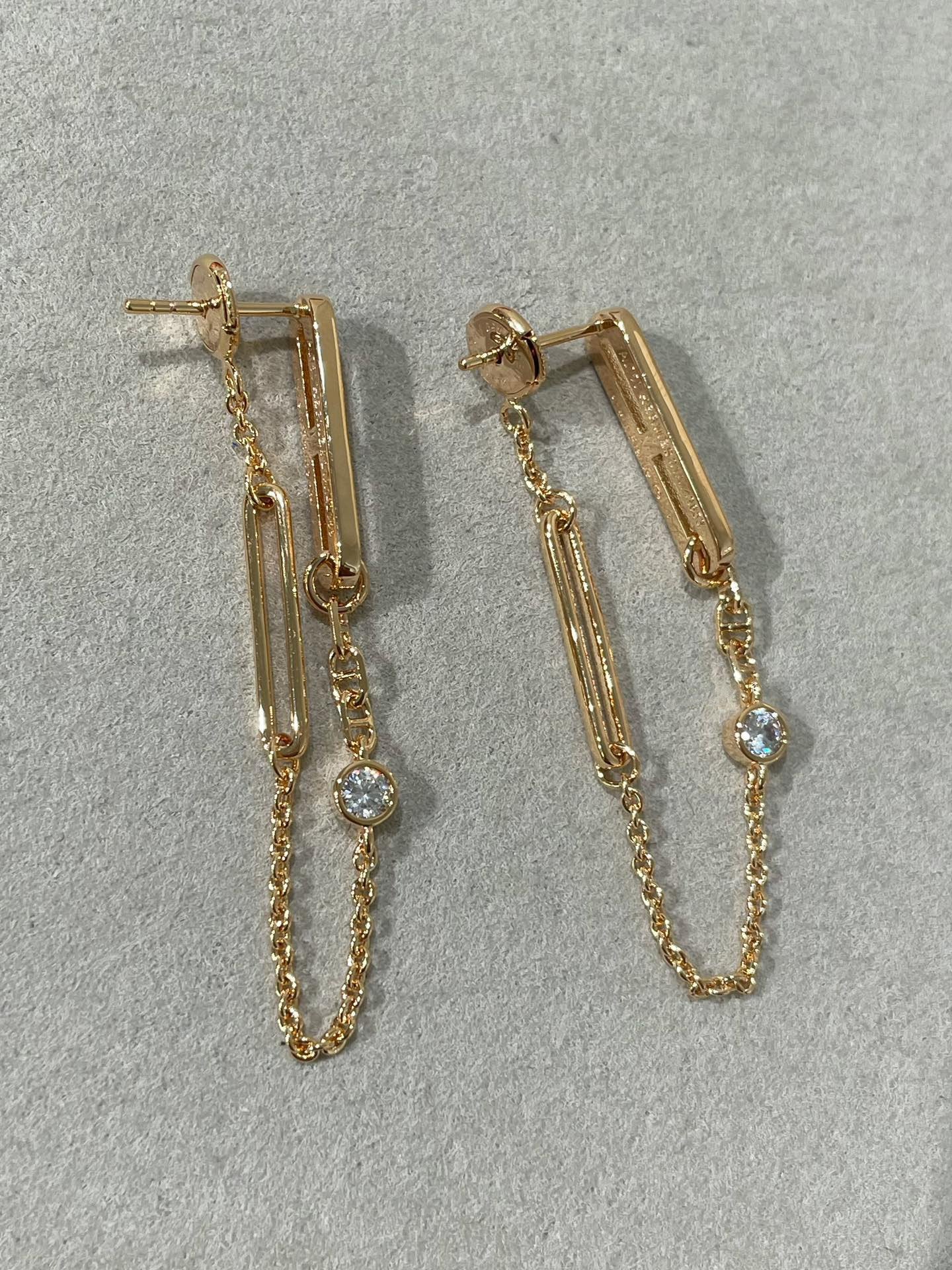 [AURORA]CHAINE CHAOS DIAMOND DROP EARRINGS