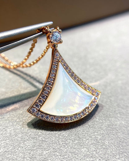 [AURORA]DREAM MOP DIAMOND PAVED PINK GOLD NECKLACE