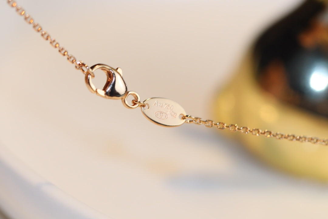 [AURORA]JEUX MALACHITE 1 DIAMOND PINK GOLD NECKLACE