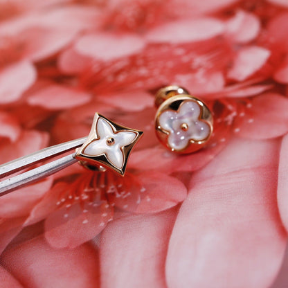 [AURORA]STAR AND SUN PINK GOLD MOP STUD EARRINGS