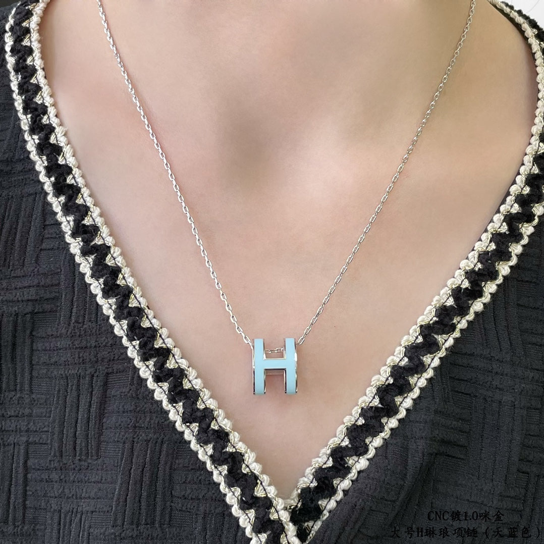 [AURORA]POP H SKY BLUE NECKLACE