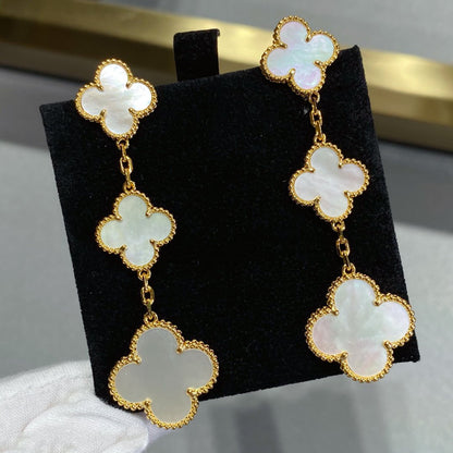[AURORA]CLOVER MOP 3 MOTIFS GOLD EARRINGS