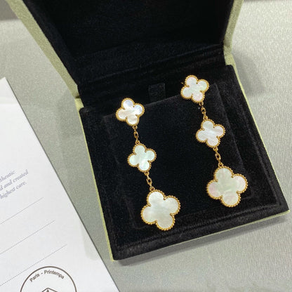 [AURORA]CLOVER MOP 3 MOTIFS GOLD EARRINGS