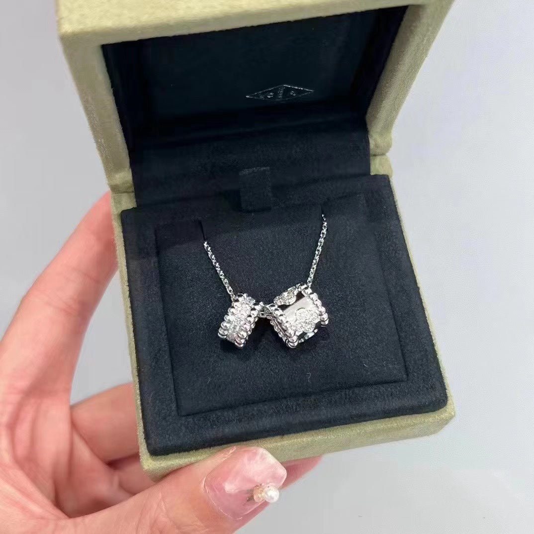 [AURORA]PERLEE DOUBLE PENDANT SILVER DIAMOND NECKLACE