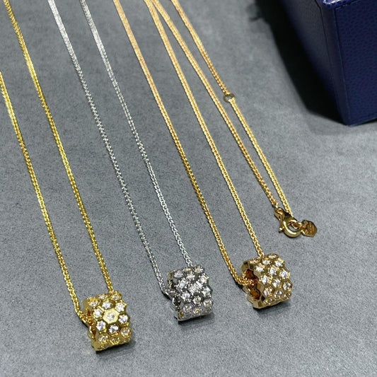 [AURORA]BEE LOVE DIAMOND PAVED 3 ROW NECKLACE